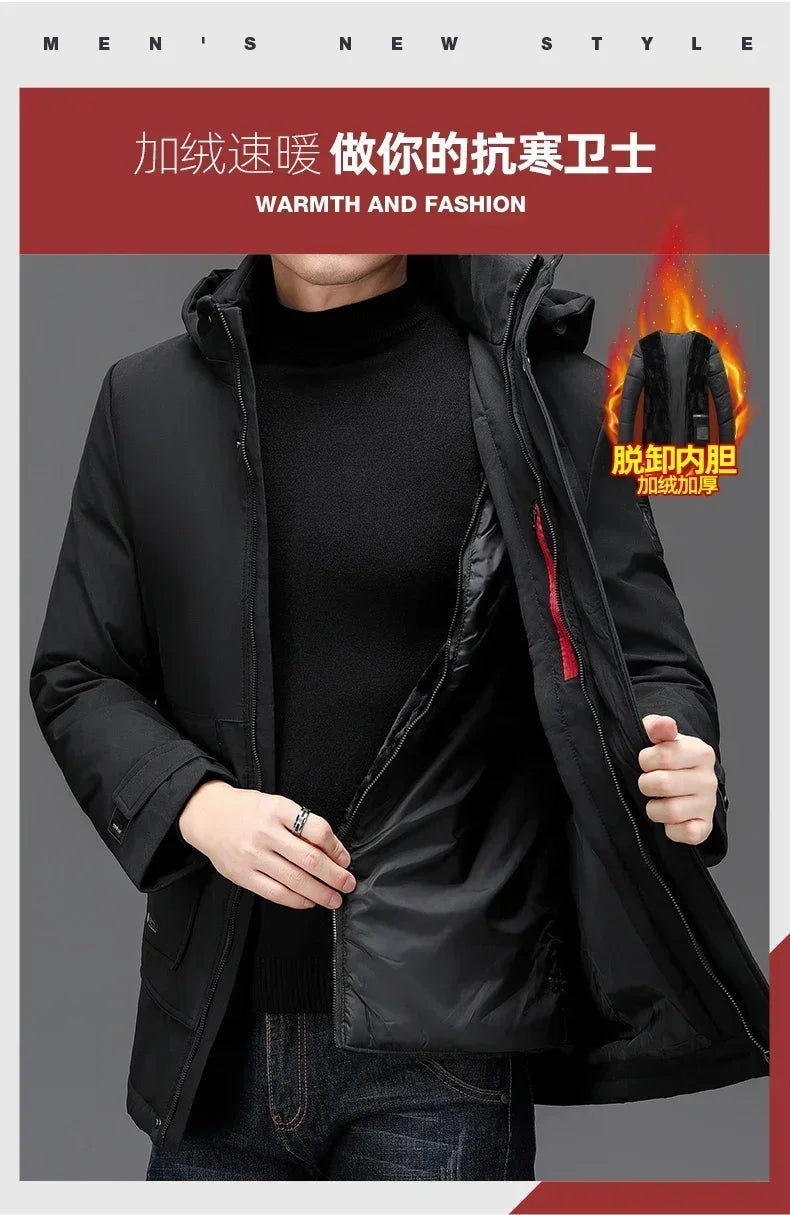 Men's Clothing Top Quality Brand Hooded Casual Fashion Long Thicken Outwear Parkas Jackets Winter Windbreaker Coats New Parkas
