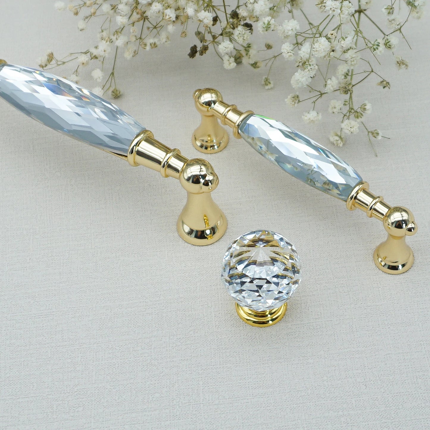 Gold Chrome Cabinet Handles Drawer Single Hole Knobs Luxury Wardrobe Dresser Pulls Modern Kitchen Accessories Furniture Hardware