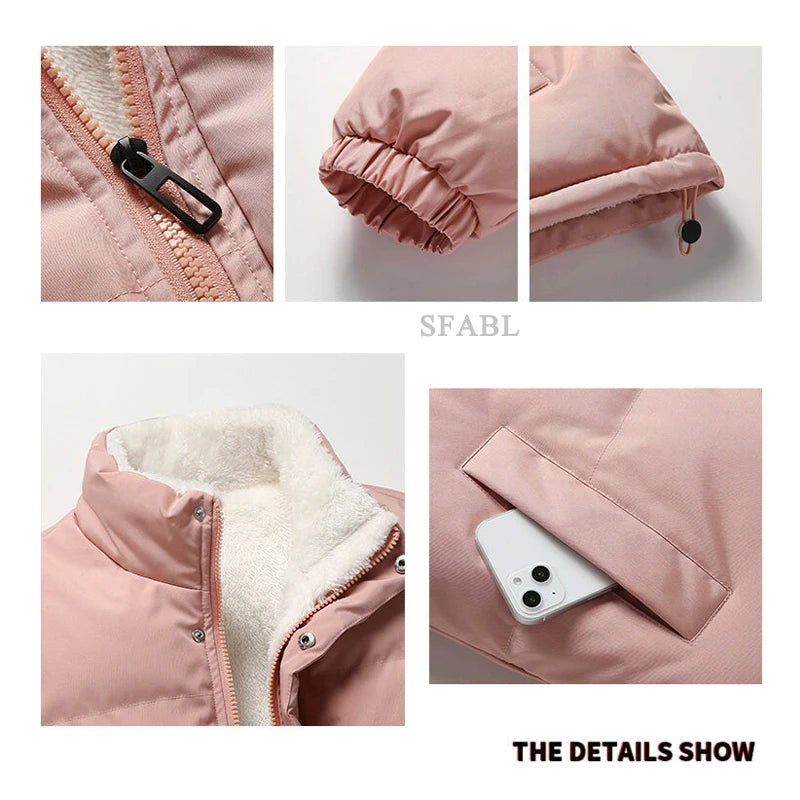 New Hooded Fleece Lining Men's Winter Jacket Coat Parka With Zipper Pockets Korean Winter Jackets for Men's Winter Coats Black