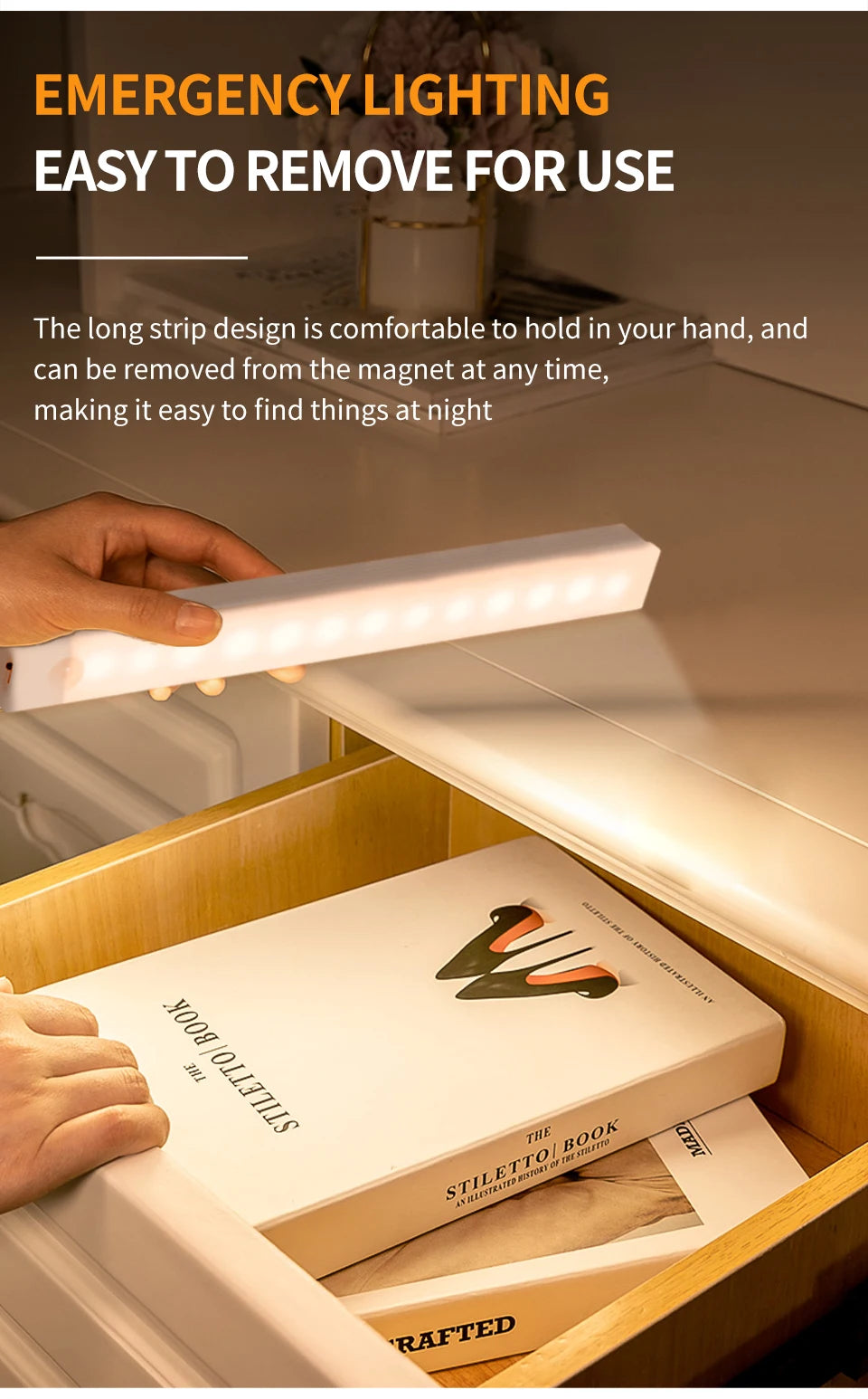 Motion Sensor Cabinet Light USB Rechargeable Lamp Night Light Closet Wardrobe Led Lights Wall Lamps Stair Bedroom Kitchen Lights