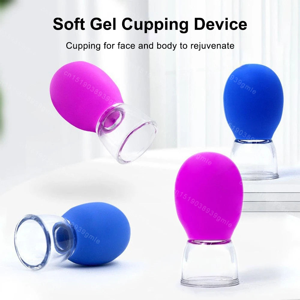 Facial Massage Cups Rubber Vacuum Cupping Skin Lifting Anti Cellulite Massager for Face Pvc Body Cups Skin Scraping Massage Jar