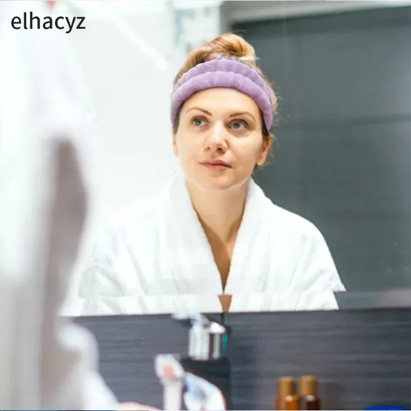 Chic Solid Coral Fleece Soft Elastic Spa Facial Hairband Girls Wash Face Head Wear Makeup Headband 2023 Women Hair Accessories