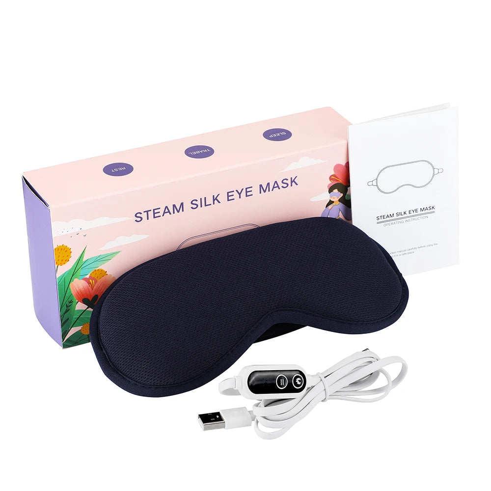 Hot Compress Massage Eye Mask Electric Heated Eye Massager for Relieve Eye Strain Dark Circles Sleeping Mask Eyeshades