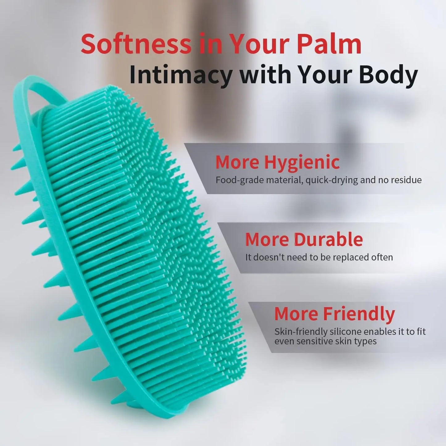 2 in 1 Soft Silicone Body Brush Wash Bath Shower Exfoliating Skin Fit For Baby Bath Shampoo Facial Massage Brush