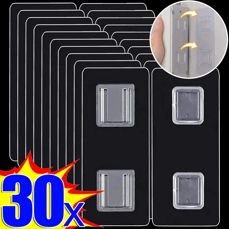 30/2Pcs Adhesive Wall Hook Double-Sided Multi-Purpose Transparent Hooks Invisible Traceless Storage Holder Kitchen Door Hooks