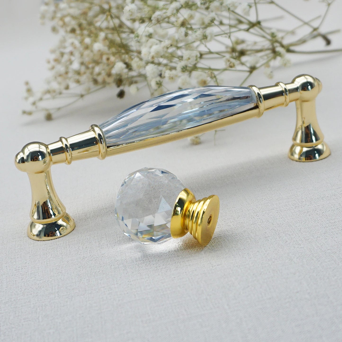 Gold Chrome Cabinet Handles Drawer Single Hole Knobs Luxury Wardrobe Dresser Pulls Modern Kitchen Accessories Furniture Hardware