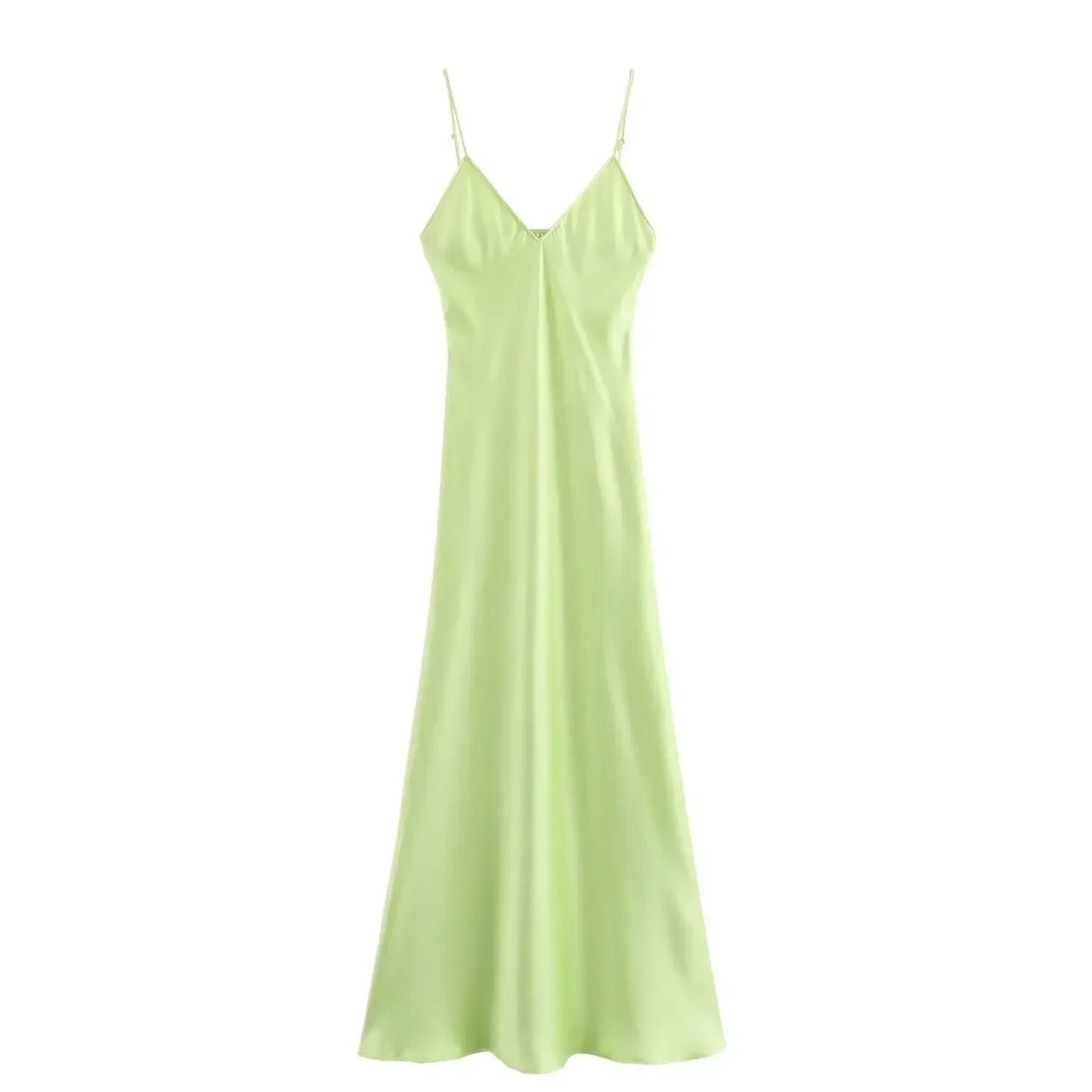 Women Fashion Summer New Sleeveless Underwear Style Backless V-Neck Sling Long Dress Chic Female French Elegance Evening