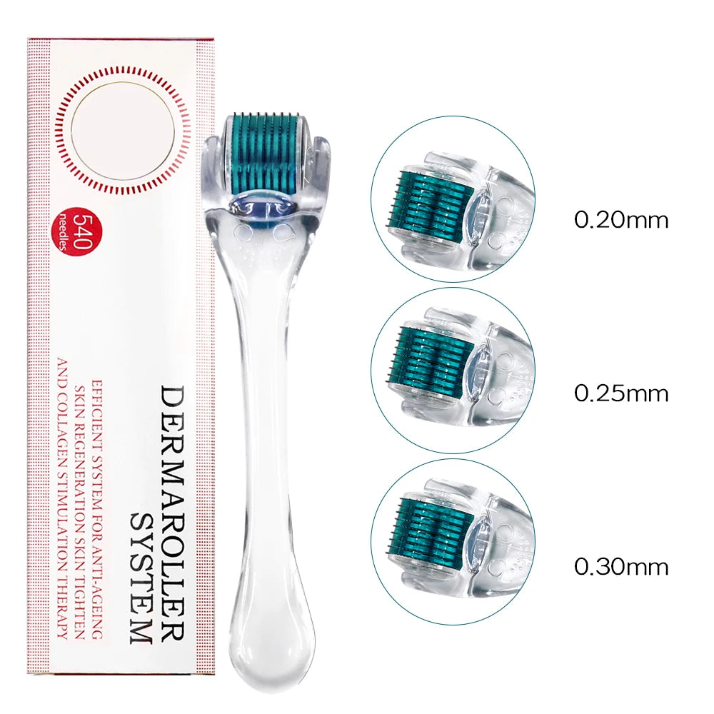 Professional 540 Needles Derma Roller Micro Face Roll Tool For Skin Facial Beauty Hair Beard Scalp Micro Needle Face Roller