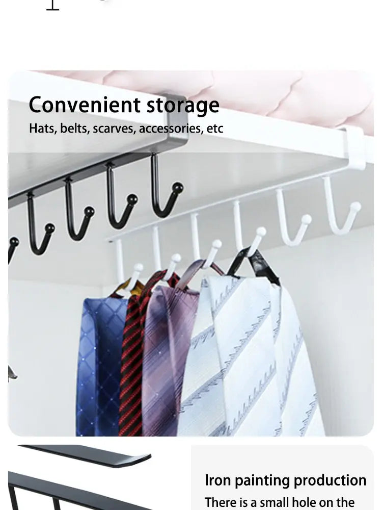 1pc 6 Hook Coffee Cup Mug Holder Black White Hooks Shelf Multifunction Kitchen Cabinet Sundries Organizer Storage Hanger