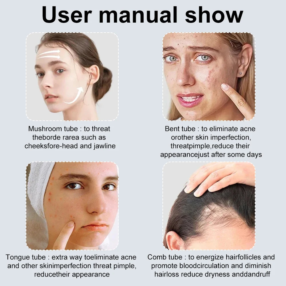 Darsonval Facial High Frequency Machine Screen Display 6 in1 Blue Hair Face Skin Care Beauty Device Anti Acne Spot Remove Wrinkl