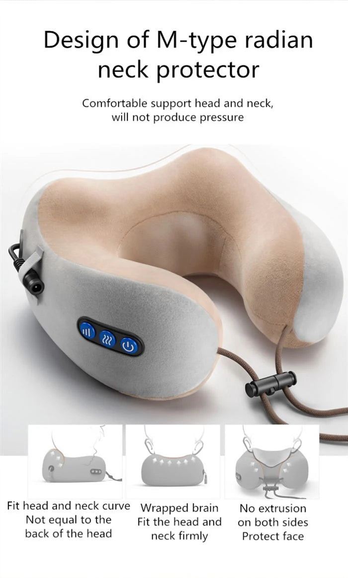 Rechargeable Neck Massager Pillow Multifunctional U shaped Portable Shoulder Cervical Massager Outdoor Home Car Relaxing Massage
