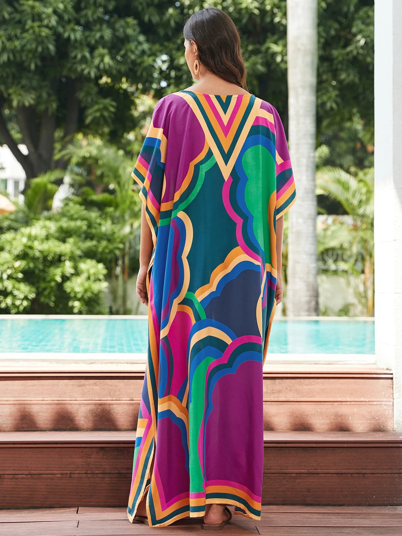 Women's Print Turkish Kaftan Bikinis Set Beachwear Bikini Cover Up Maxi Dress Bathing Suit Summer Outfit