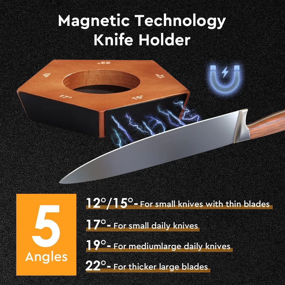 Rolling Knife Sharpener with 5 Types Degrees Magnetic Knife Holder Diamond Sharpening Stone Kit Roller Kitchen Accessories