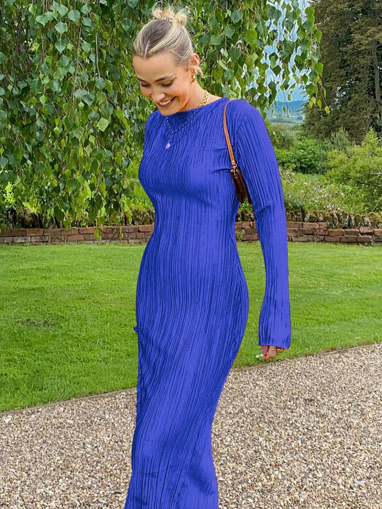 Dulzura Women 2024 Autumn Winter Fashion Long Sleeve Streetwear Bodycon Black Long Dress Wholesale Items For Business