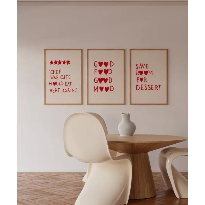 Aesthetic Kitchen Alphabet Wall Art Red Love Phrase Cute Cooking Poster New Wave Simple Canvas Painting Home Kitchen Decoration