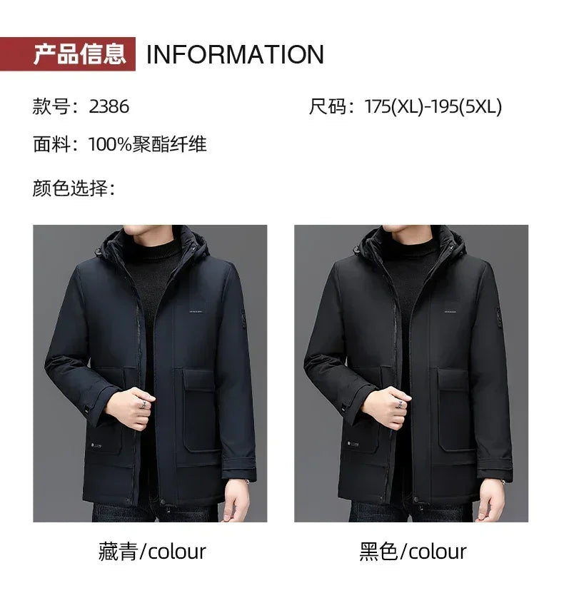 Men's Clothing Top Quality Brand Hooded Casual Fashion Long Thicken Outwear Parkas Jackets Winter Windbreaker Coats New Parkas