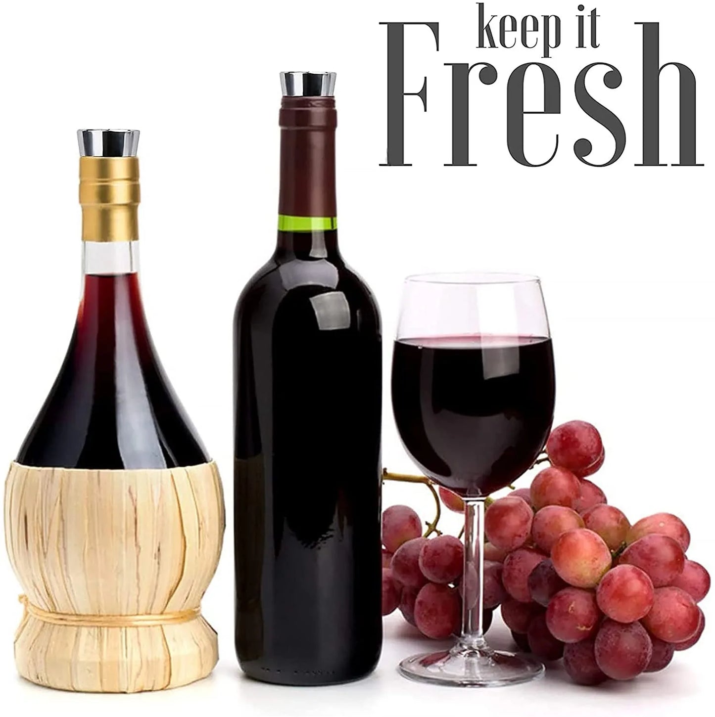 Zinc Alloy Wine Bottle Stopper Rubber Wine Stoppers Reusable Bottle Stoppers for Kitchen, Bar, Gifts, Holiday Party, Wedding