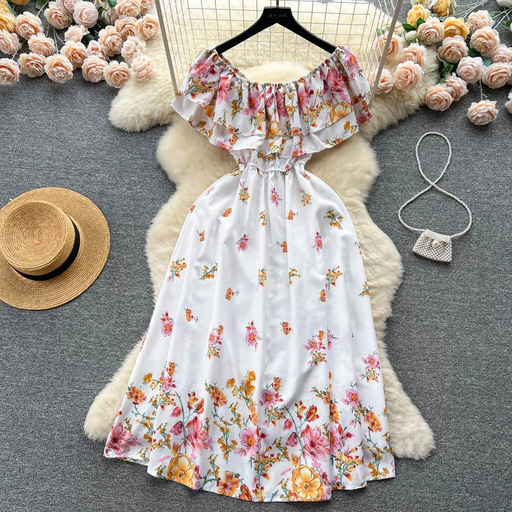 YuooMuoo 2025 New Fashion Floral Robe Print Long Dress Bohemian Women Summer Ruffle Maxi Sundress Elegant Party Vestidos