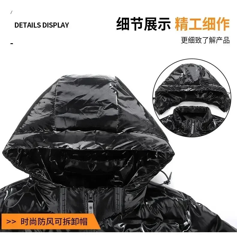Thermal Coats Mens Thick Warm Glossy Shiny Jackets Brand Outwear Men's Clothing Winter Men's Hooded Parkas Windbreaker Fashion
