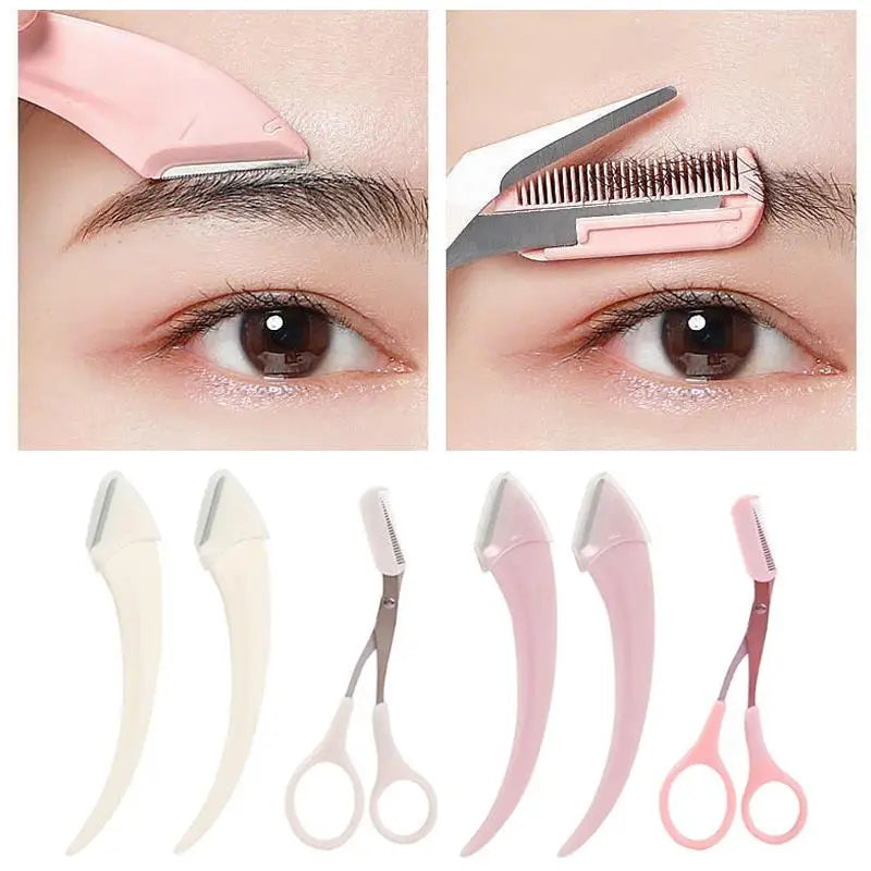 Eyebrow Trimmer Kit Facial Razor Eyebrow For Woman Professional Eyebrow Hair Removal Scissors With Comb Brow Trimming Tool