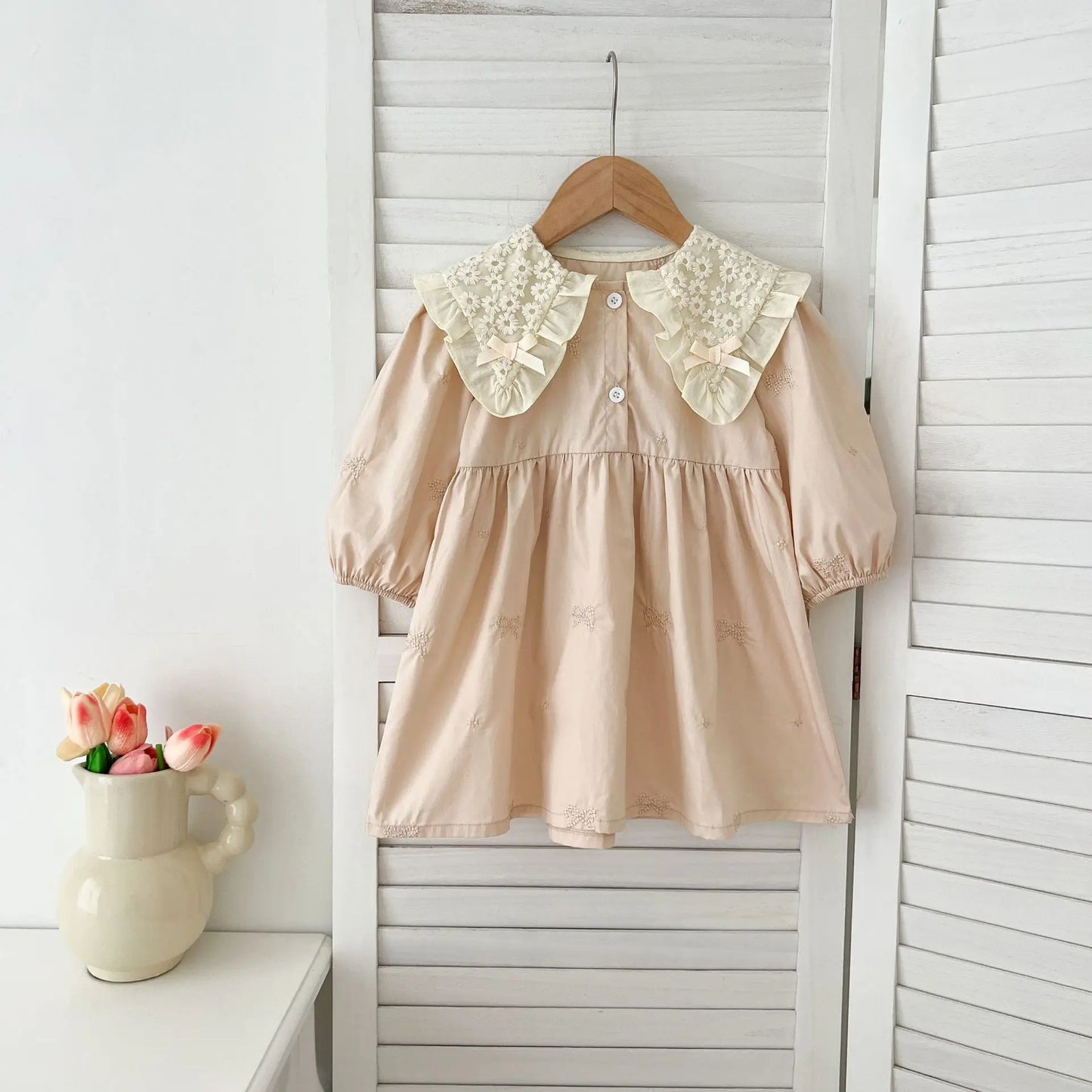 1-6Y Baby Girl Clothing Lace Autumn Casual Dresses Children Fashion Embroidery Sweet Princess Dress Long Sleeve Kids Party Dress