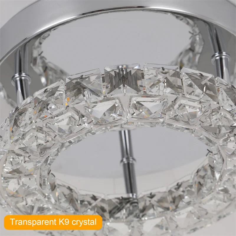 Modern K9 Crystal Chandelier Led For Dining Room Stainless Steel Ceiling Lamp Light Fixture Kitchen Lustres Luminaire Pendant