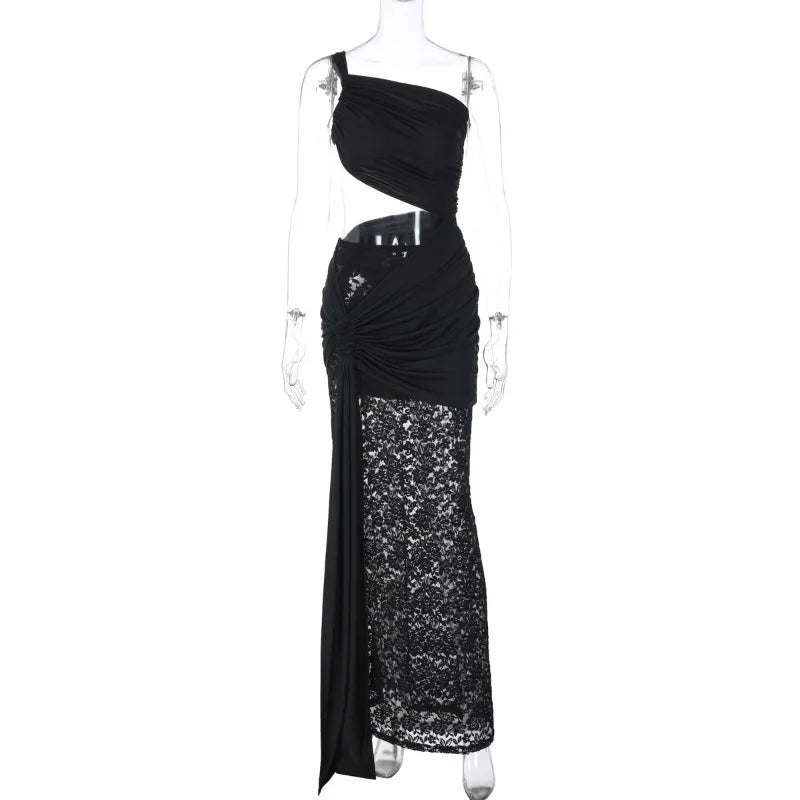 Trendix Sexy Lace Vacation Beach Dress Women 2025 Summer Hollow Out Sleeveless Maxi Dresses Off Shoulder Elegant Slim Long Dress