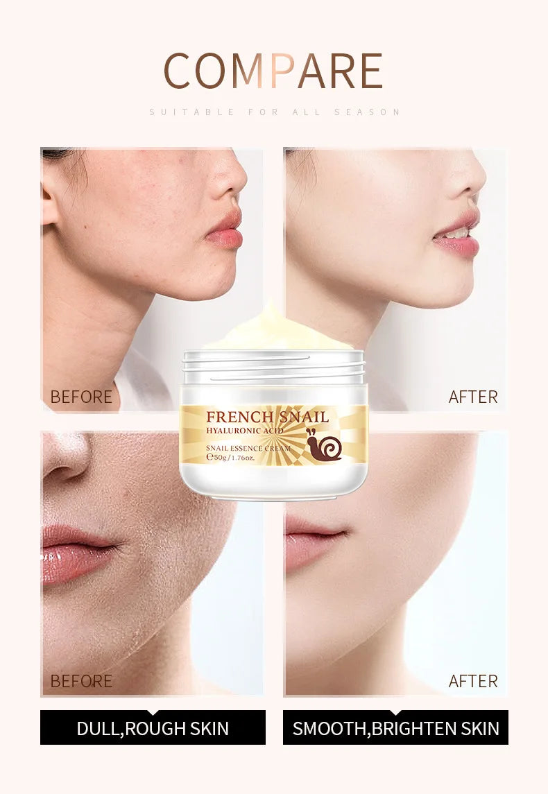 50g Snail Face Cream Improve Dry Rough Skin Smoothing Facial Hyaluronic Acid Moisturizing Nourishing Essences Cream Skin Care