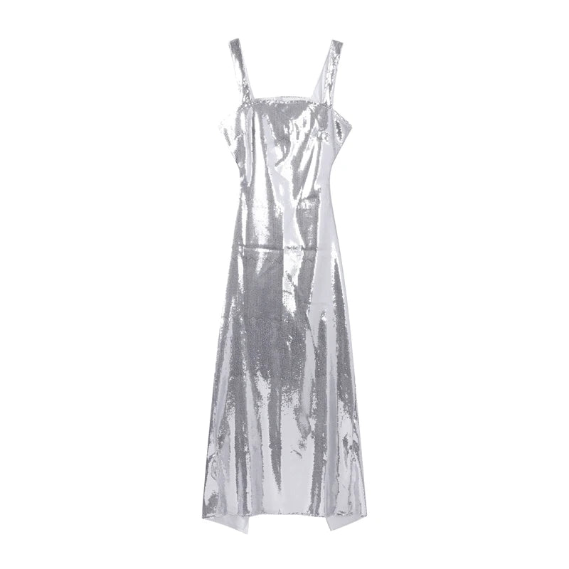 Sexy Square Neck Sling Long Dress Women Slim Sleeveless Backless Hollow Out Maxi Dresses 2025 Lady Party Christmas Gowns
