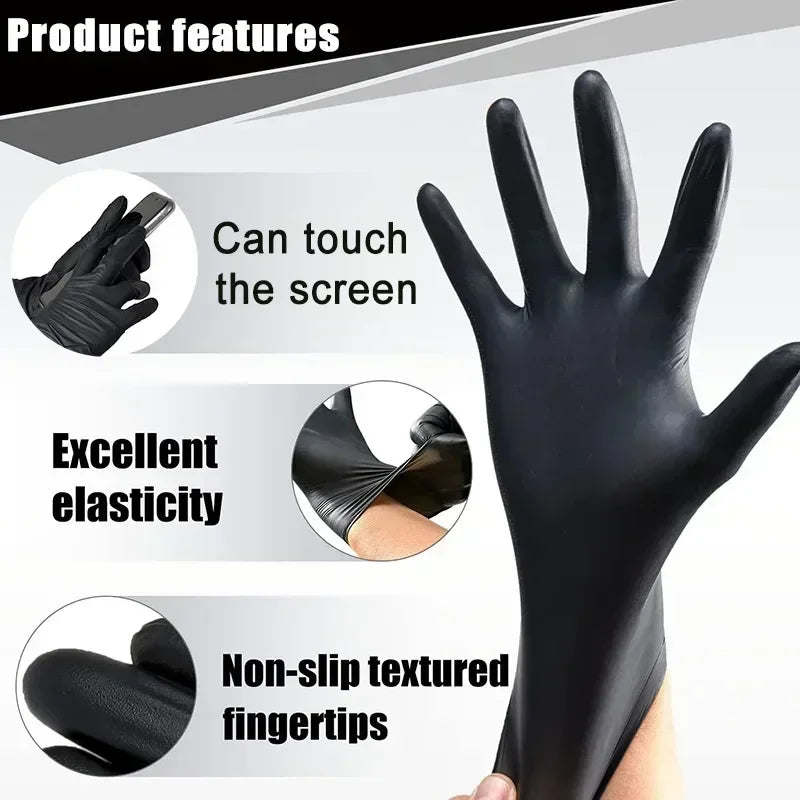 20/50/100PCS Disposable Black Nitrile Gloves,Household Cleaning Nitrile Gloves Latex Free, for Kitchen and Bathroom Cleaning