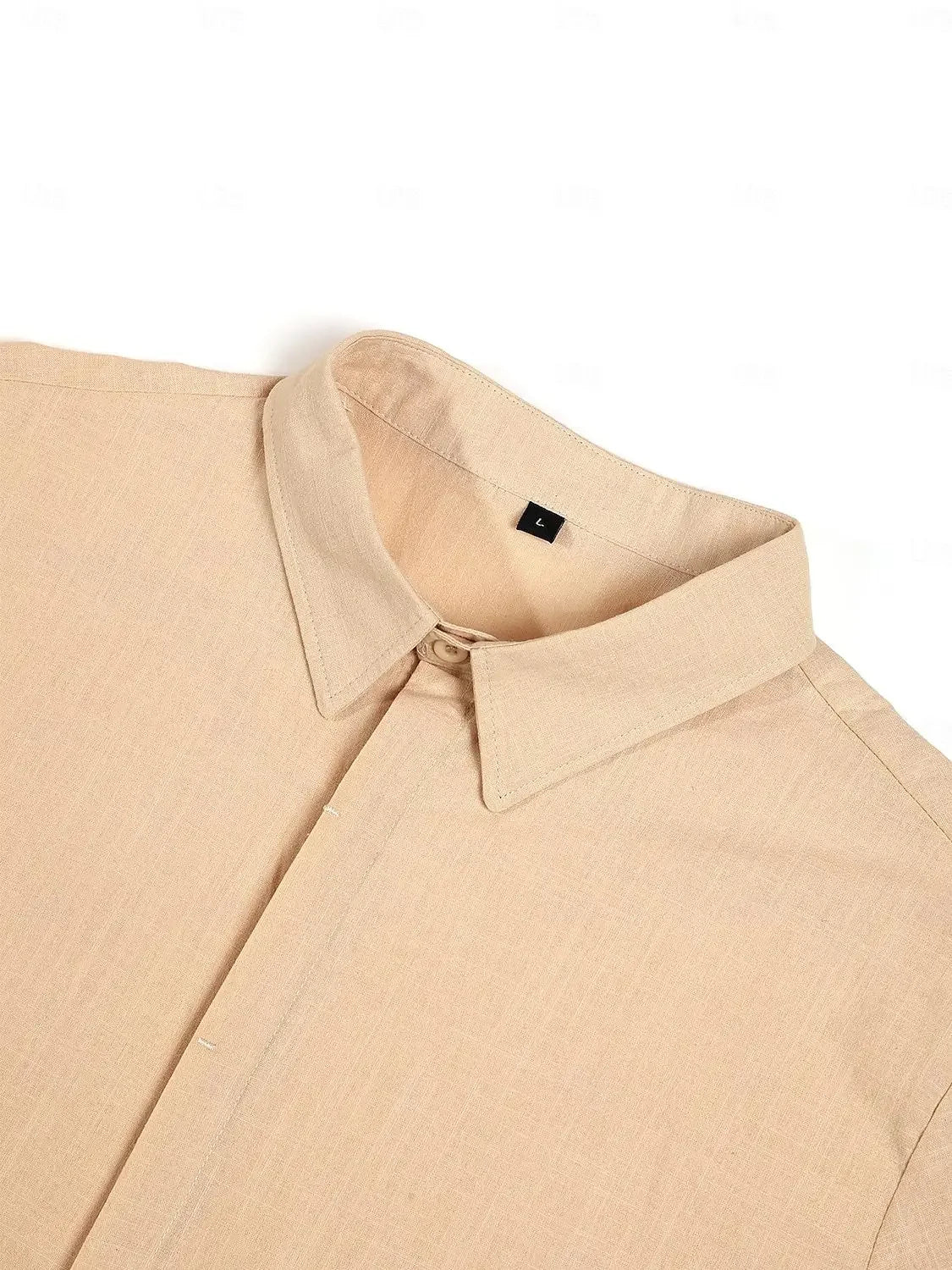 High Quality Cotton Linen Double Placket Men's Cardigan Short Sleeves Summer Home Use Lapel Shirt Cross-Border Style