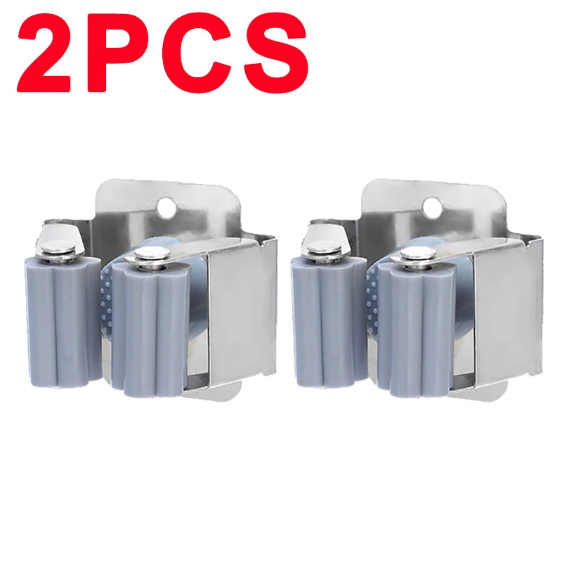 Multi-Purpose Mop Storage Hooks Wall Mounted Punching Type Mop Broom Organizer Holder Rack With Screws Kitchen Bathroom Supplies