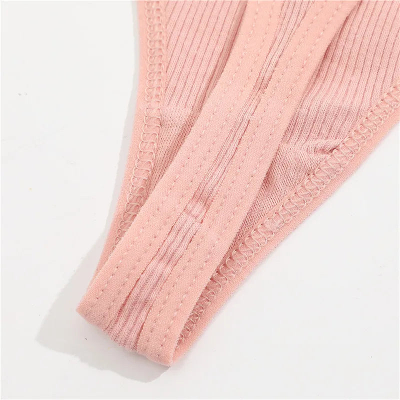 FINETOO 8Pcs Women's Cotton Underwear Lace Thongs Sexy Solid Color Low Waist Bikini Panties Ladies Breathable G-string Lingerie
