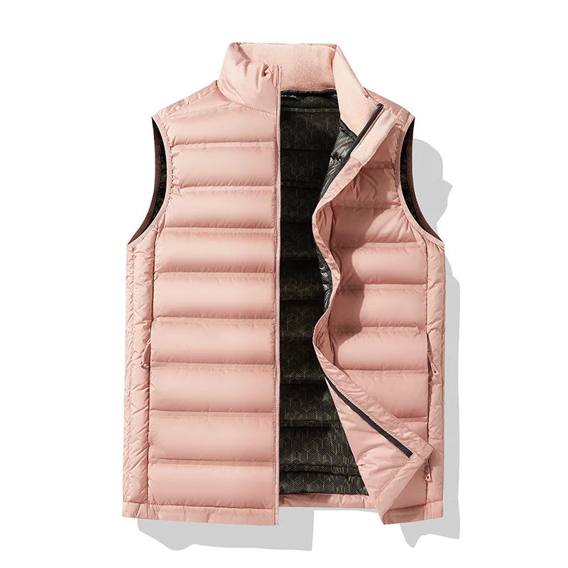 90%White Duck Down Winter Couple Vest Sleeveless Puffer Jacket Graphene Liner Stand Collar Warm Down Gilet Coats Big Size 8XL