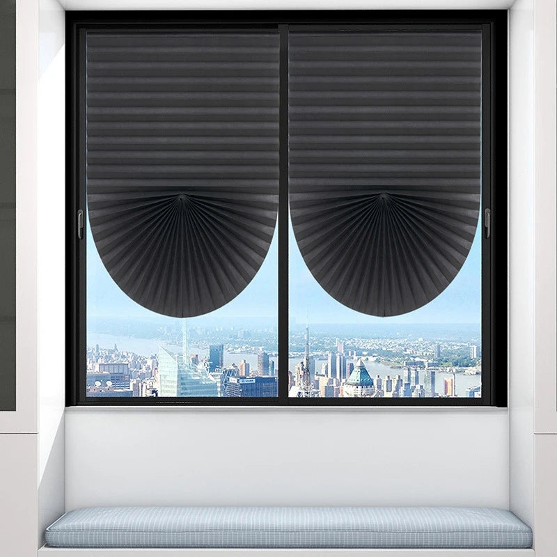 1pc Self-Adhesive Curtains Non-Woven Pleated Blinds Folding Curtains For Kitchen Balcony Bedroom Shades Blackout Curtains