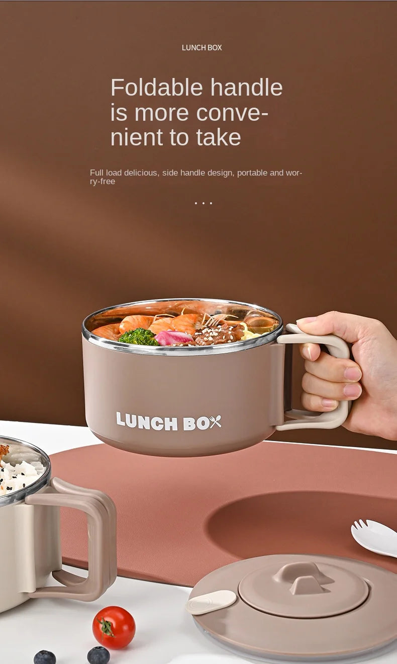 304 Stainless Steel Instant Noodles Ramen Bowl With Lid Fruit Salad Rice Soup Bowl Kitchen Tableware Large Capacity Lunch Box