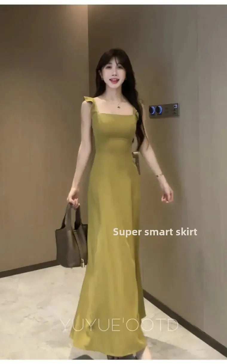 French Tea Break White Strapless Waist-Cinching Summer Hot Sale Of The Season New Small Size A- Line Long Dress Women's Fashion