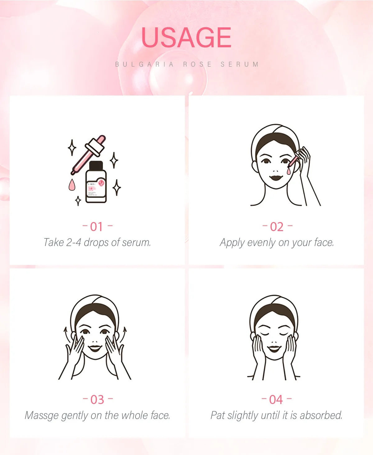 LAIKOU Cherry Blossom or Rose Essence Solution Moisturizing Facial Care Brighten Tighten Hydrating Repair Soothe Soften 100ml