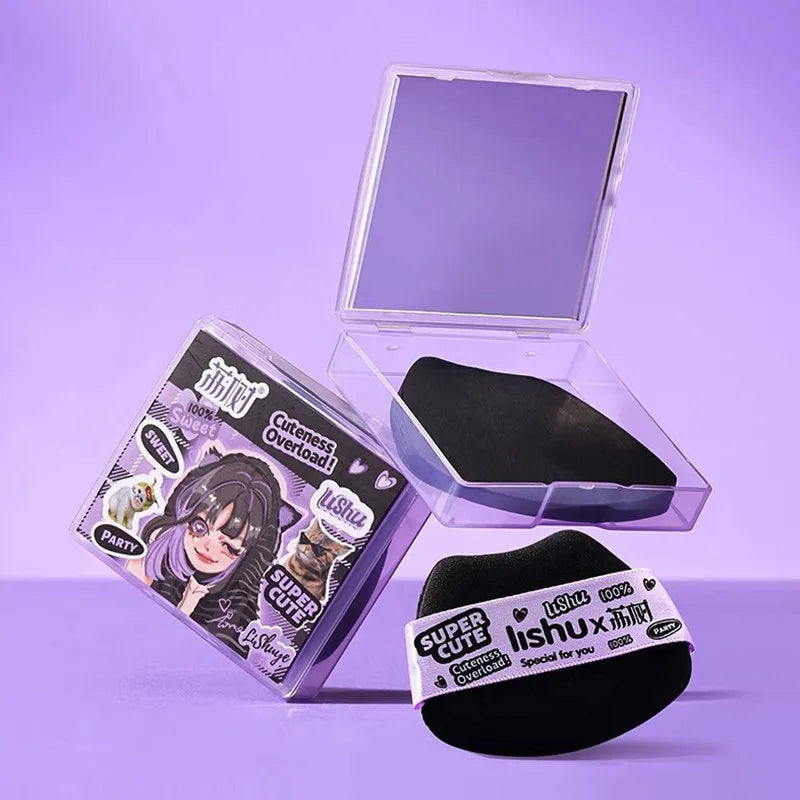 LISHU Bamboo Blotting Papers With Makeup Puff Mirror Refreshing Portables Oil Control Tool Kits Facial Oil Absorbing Sheets Care