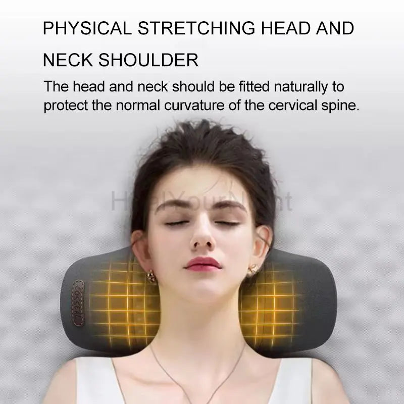 Electric Neck Massage Pillow Heating Vibration Neck Massager Back Cervical Traction Relax Sleeping Memory Foam Spine Support