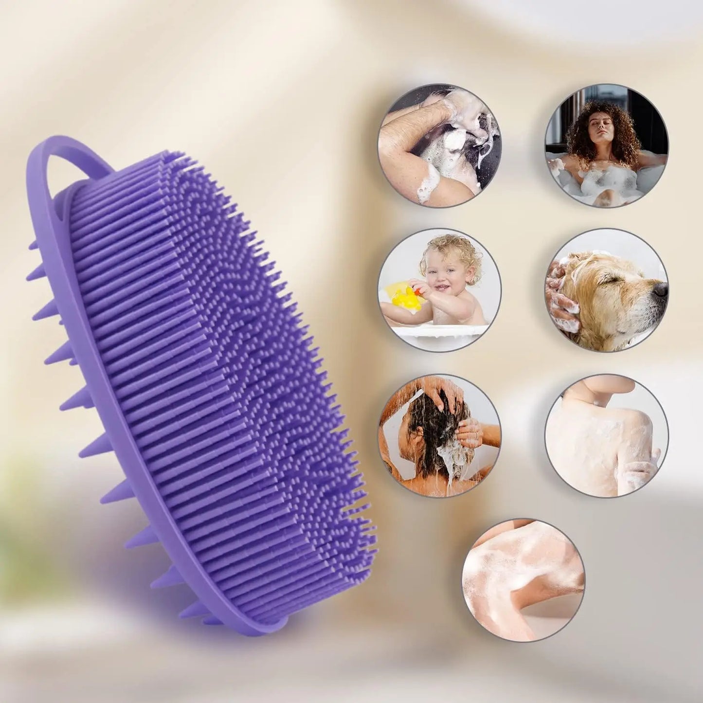 2 in 1 Soft Silicone Body Brush Wash Bath Shower Exfoliating Skin Fit For Baby Bath Shampoo Facial Massage Brush