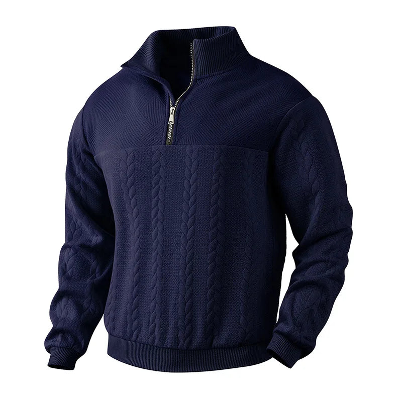 2024 New Knit Sweatshirts Men Fashion Half Zipper Stand Collar Casual Hoodies Male Patchwork Sport Knitted Hoodie Sweatshirt Man