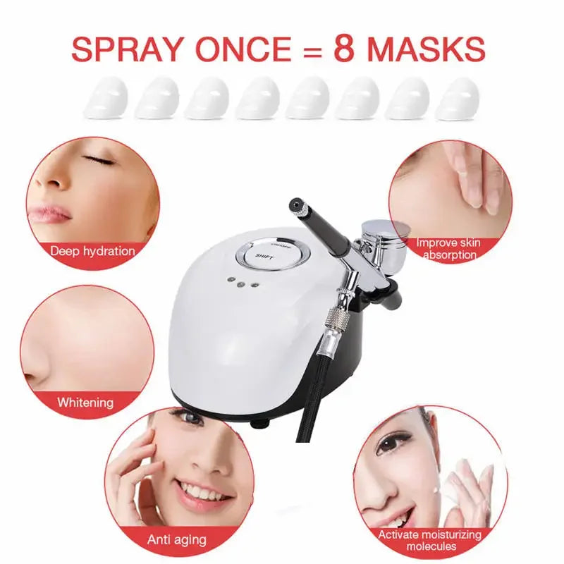Water Injection Oxygen Machine Facial Steam Oxygen Injector Polite Compressor Set Paint Airbrush Nail Art Tattoo Nano Sprayer
