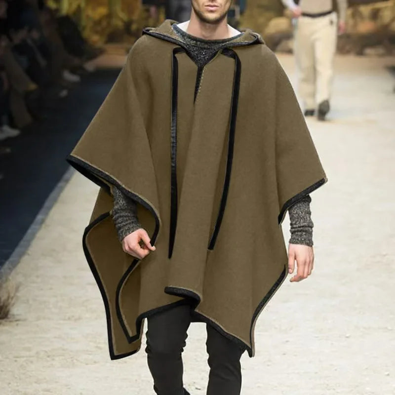 Vintage Poncho Men Oversized Hooded Irregular Trench Punk Male Outerwear Fashion Coats Cloak Hood Letter Print Cape Female