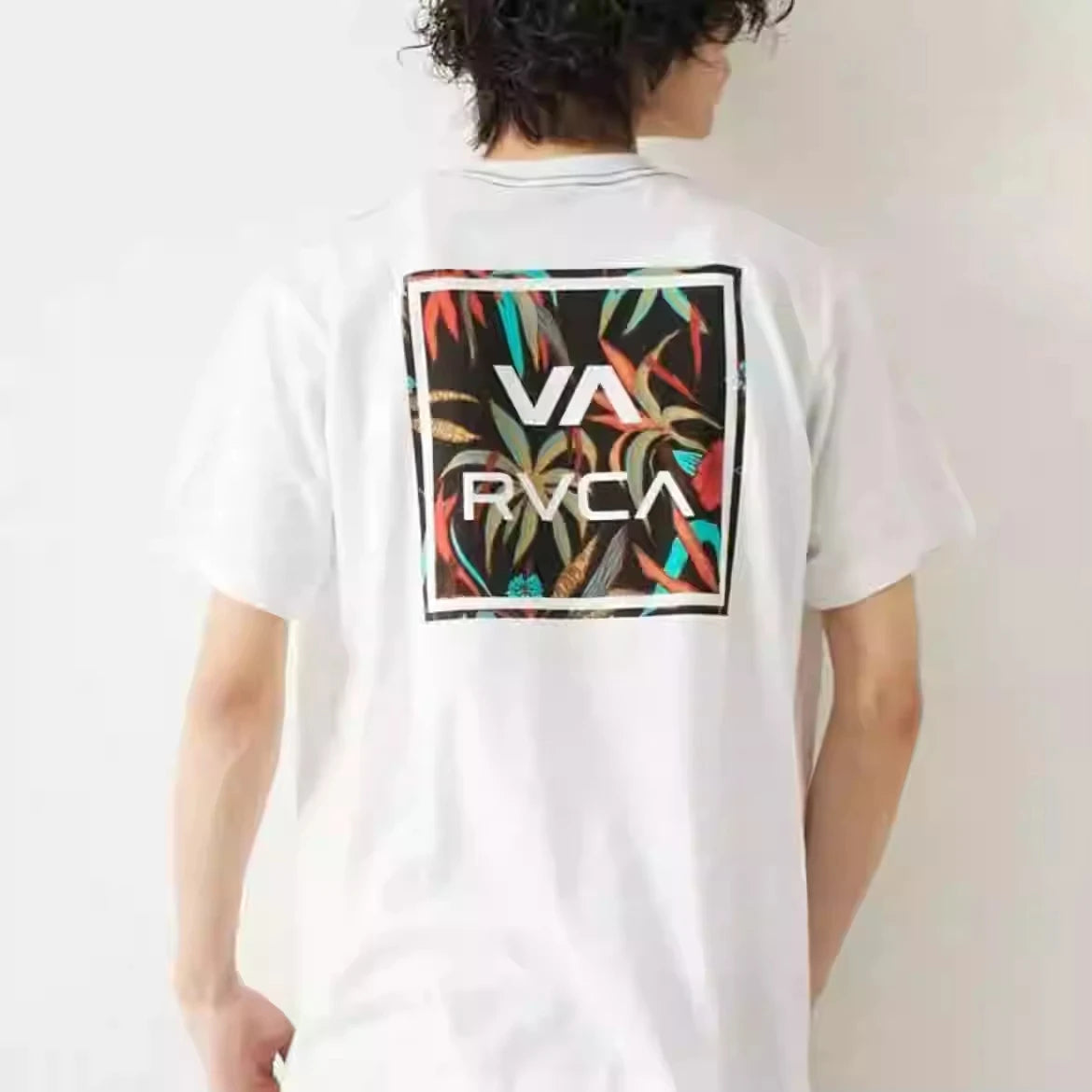 25 Summer New Dayline RVCA Surfboard Street Personality With Big Print Round Neck All Cotton Short Sleeve T-shirt Behind