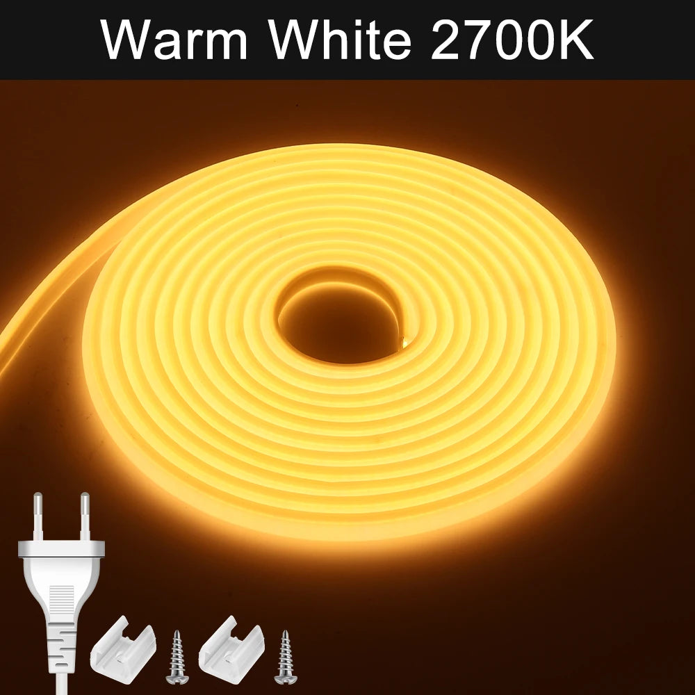 1M-50M 220V COB LED Strip Light 220V Dimmable High Bright LED Strip Waterproof Tape LED For Garden Kitchen Outdoor Strip Light