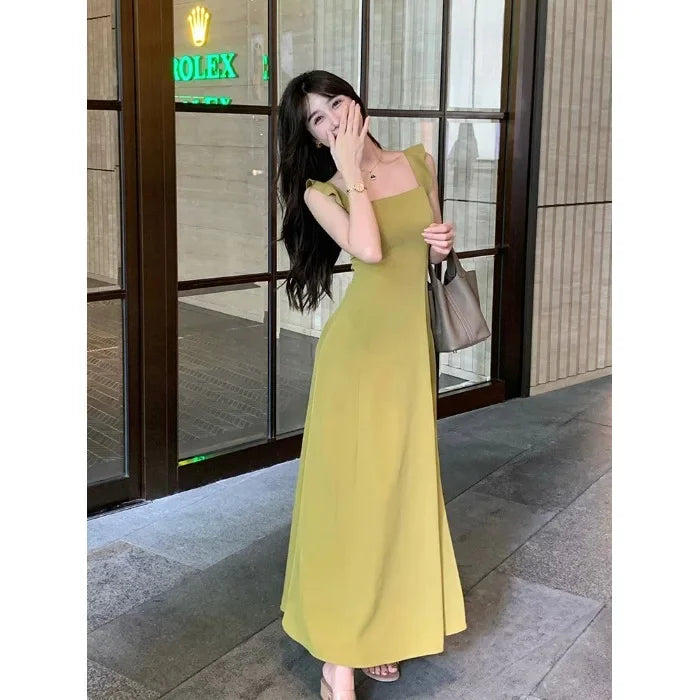 French Tea Break White Strapless Waist-Cinching Summer Hot Sale Of The Season New Small Size A- Line Long Dress Women's Fashion
