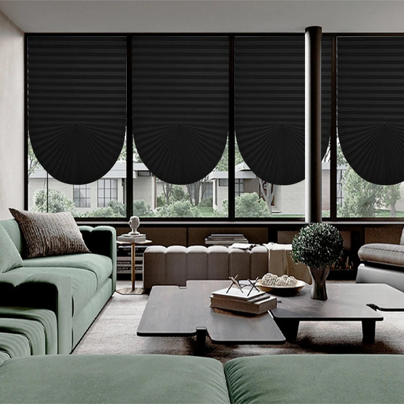 1pc Self-Adhesive Curtains Non-Woven Pleated Blinds Folding Curtains For Kitchen Balcony Bedroom Shades Blackout Curtains