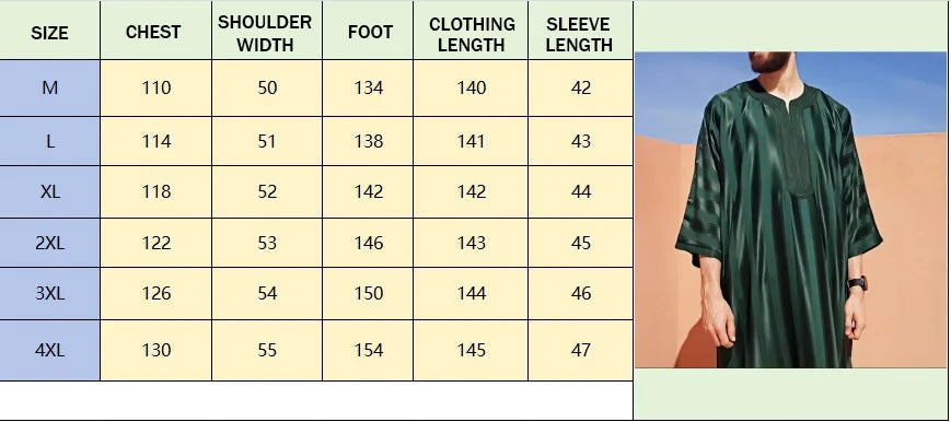 2024 Dark Green Color Loose Lce Feeling Arab Robe Loose Casual Muslim Men's Robe Middle Eastern Casual Embroidered Robe