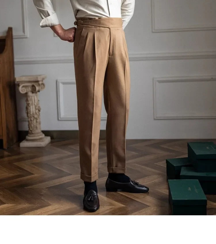 2023 Autumn/winter New Italian Style High-waisted Straight-leg Long Pants Casual Versatile Trousers For British Men